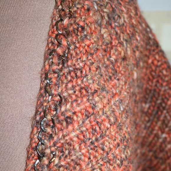 Chico's Knit Crochet Fringe Boho Sweater Open Front Cardigan Size 2/L Wool Blend - Picture 2 of 14